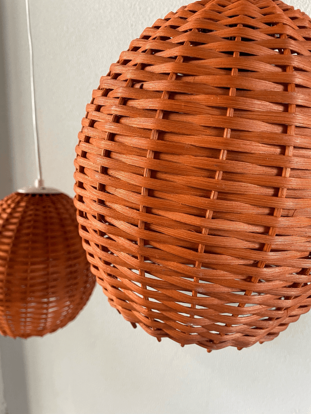Set Rieten Lampen Oranje