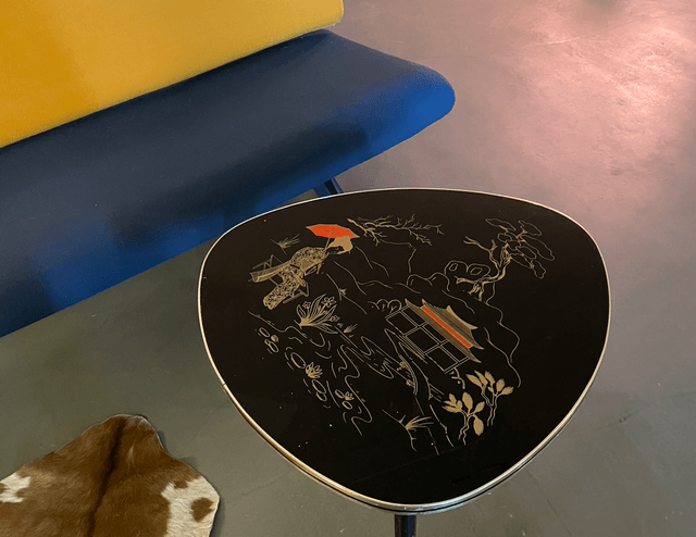 Fifties table glas black and gold