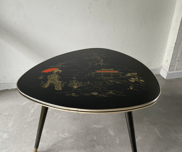 Fifties table glas black and gold