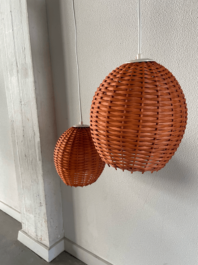 Set Rieten Lampen Oranje