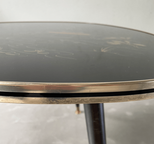 Fifties table glas black and gold