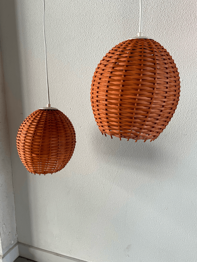 Set Rieten Lampen Oranje