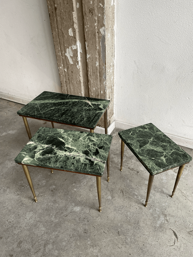 Vintage tafeltjes set groen marmer