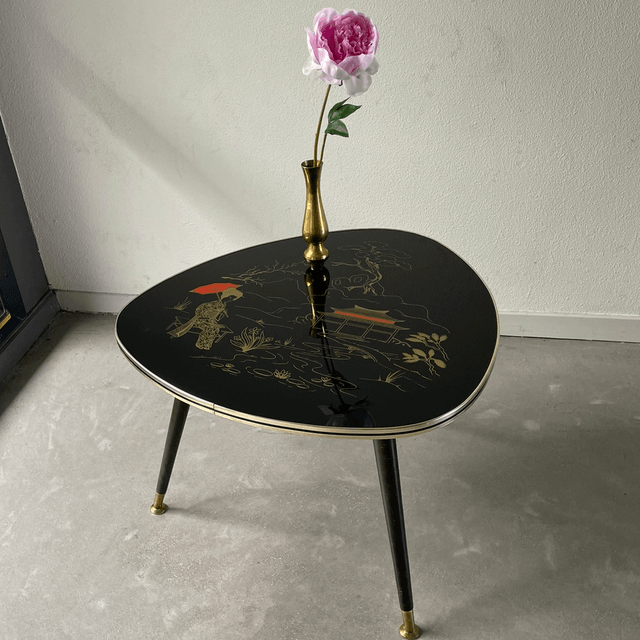 Fifties table glas black and gold